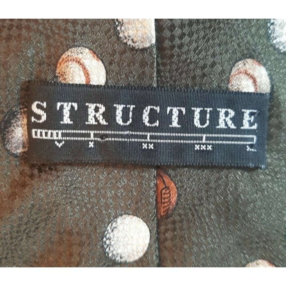 Baseball Football Golf Softball Silk Sports Tie Green Structure Made in USA READ - Picture 6 of 6